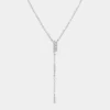 2025-12-052 Silverhalsband med liten rund länkkedja med kedjehänge med vita zirkoner
