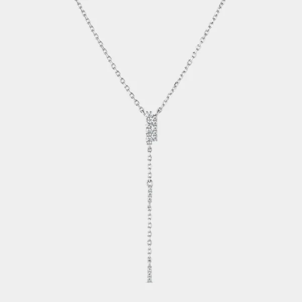 2025-12-052 Silverhalsband med liten rund länkkedja med kedjehänge med vita zirkoner
