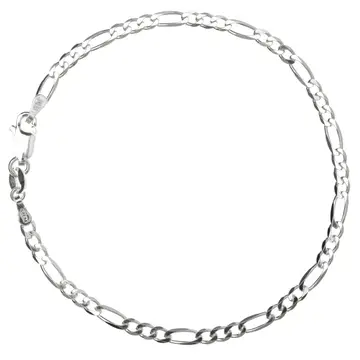 Figarokedja i diamantmönstrat sterlingsilver – armband