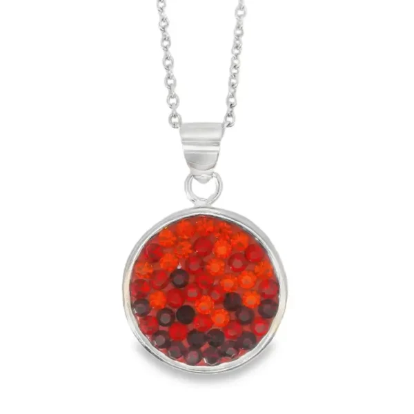 Kedjan "Celina" är en absolut blickfångare! I färgerna svart - röd - orange är den en riktig ögonfångare. Detta smycke är tillverkat av 925 silver, som har belagts med ädel rodium. Lysande kristallstenar – en fantastisk syn! Hängarens diameter är 14 millimeter! Med en längd på 40 cm och en praktisk förlängning på 5 cm är denna kedja en riktig allrounder som passar perfekt för varje tillfälle!