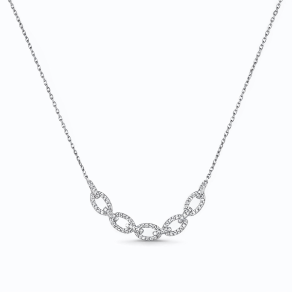 Silverhalsband med vita zirkoner i stora länkar