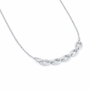Silverhalsband med vita zirkoner i stora länkar