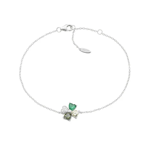 Flerfärgat grönt fyrhjärtat armband