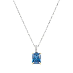 Blått och vitt zirkonia cocktailhalsband
