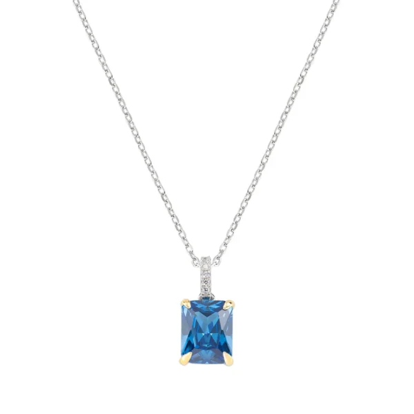 Blått och vitt zirkonia cocktailhalsband
