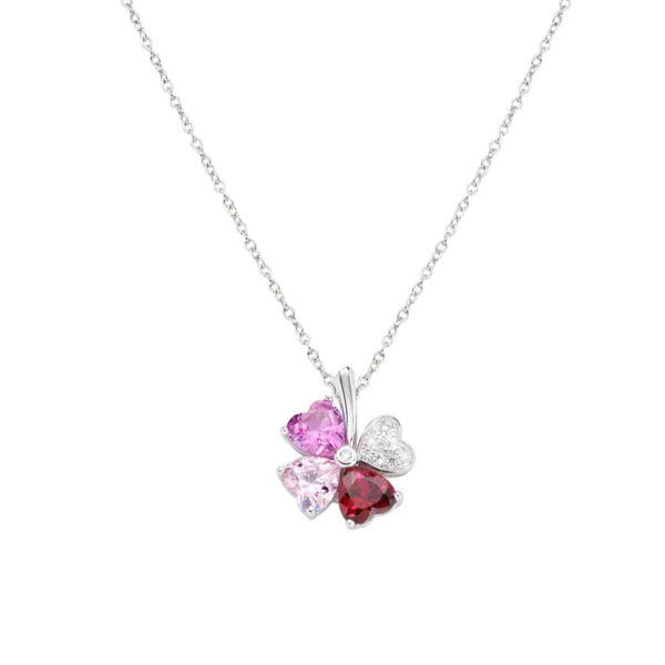 Flerfärgat Fuchsia Fyrhjärtat Halsband