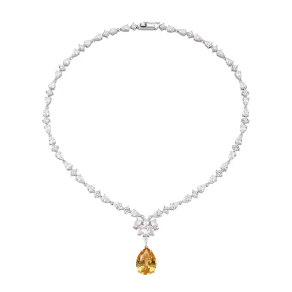 Stardust Choker-halsband med vita zirkoner och gul droppe