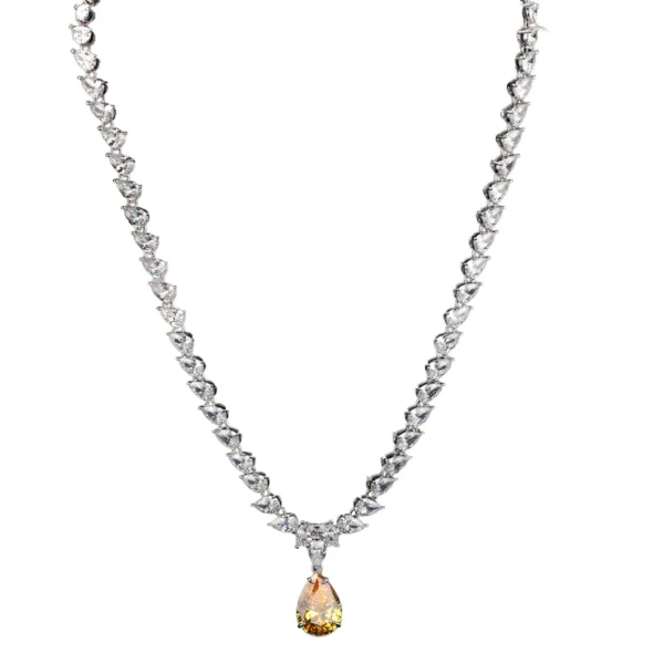 Stardust Choker-halsband med vita zirkoner och gul droppe
