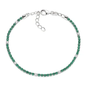Rhodium Tennisarmband Gröna zirkoner