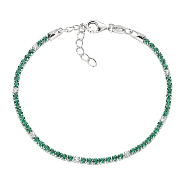 Rhodium Tennisarmband Gröna zirkoner