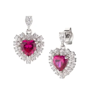 Stardust Red Heart Drop Earrings